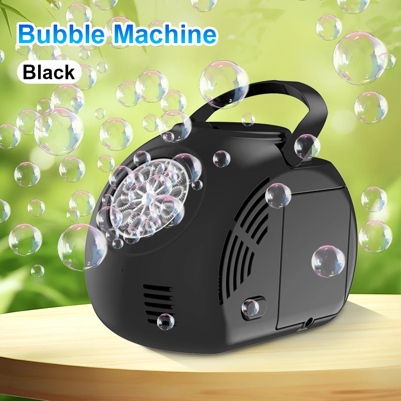 Handheld-Blasenmaschine für Höhle Außenbereich, elektrisch, mit Lichtblasen-Spielzeug, Blasenwerfer, Weihnachtsgeschenk ohne Batterie, Blasenwasser: schwarz