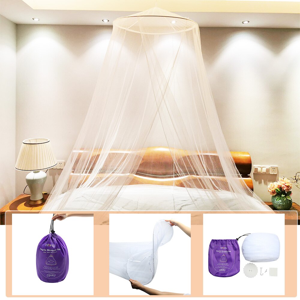 Universal Mosquito Mesh Net Easy Installation Dome Hanging Bed Canopy Netting for Single to King Size Beds Hammocks Cribs