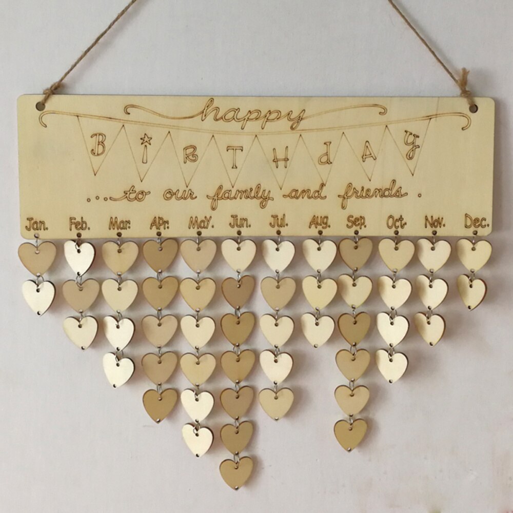 52Pcs Calendar Board Wooden Birthday Wall Hanging Calendar Plaque Reminder Calendar Board for Men