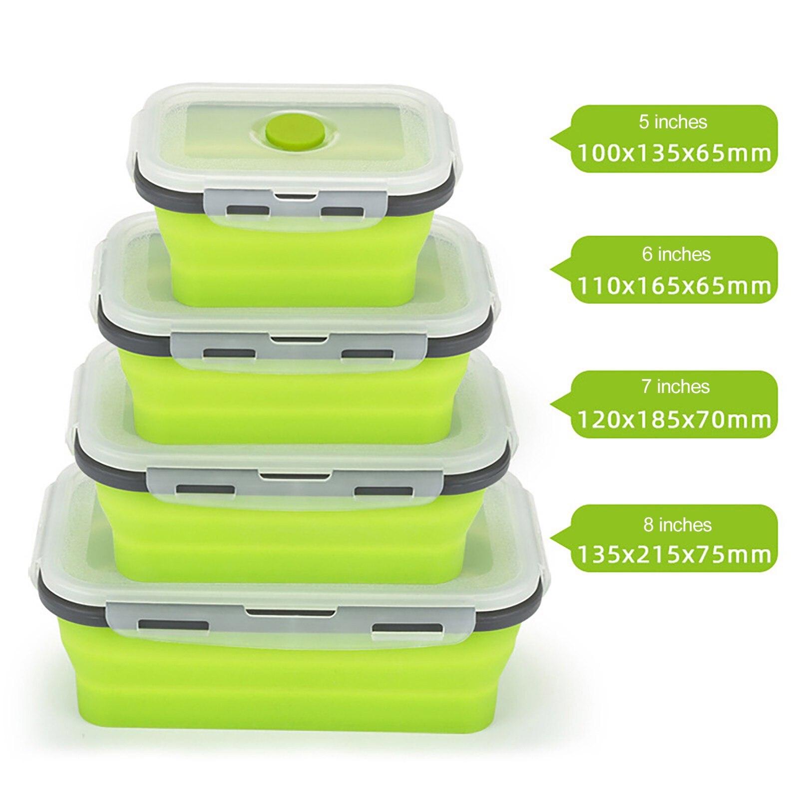 4 Pcs Silicone Collapsible Outdoor Lunch Box Food Storage Container Eco-friendly Microwavable Portable Reusable Picnic Camping