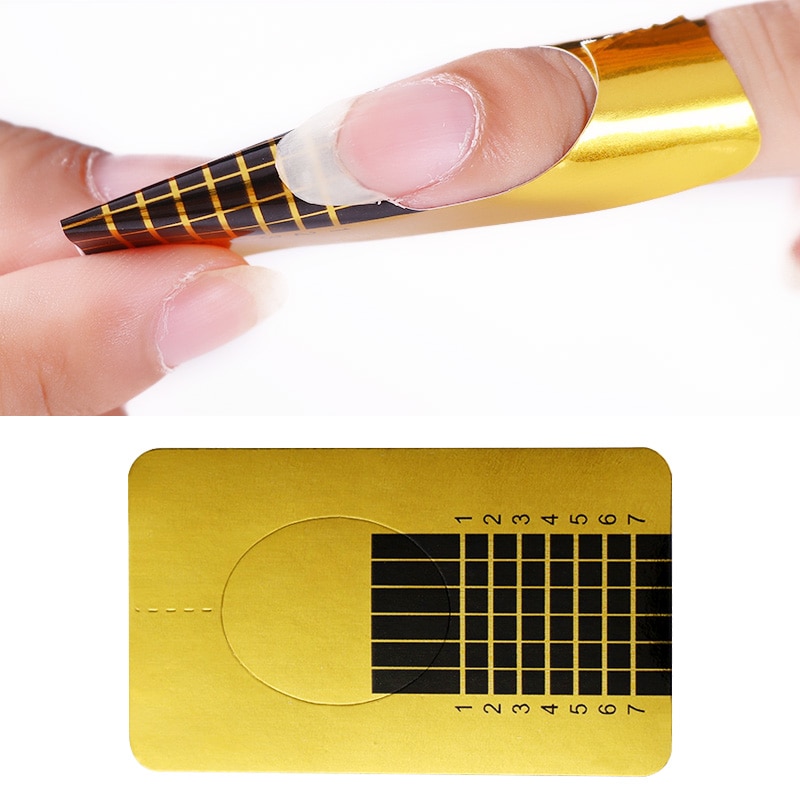 10 Pcs Gold Professionele Nail Art Formulieren voor Soak Off UV Gel Quick Extension DIY Manicure Accessoires Nail Forms
