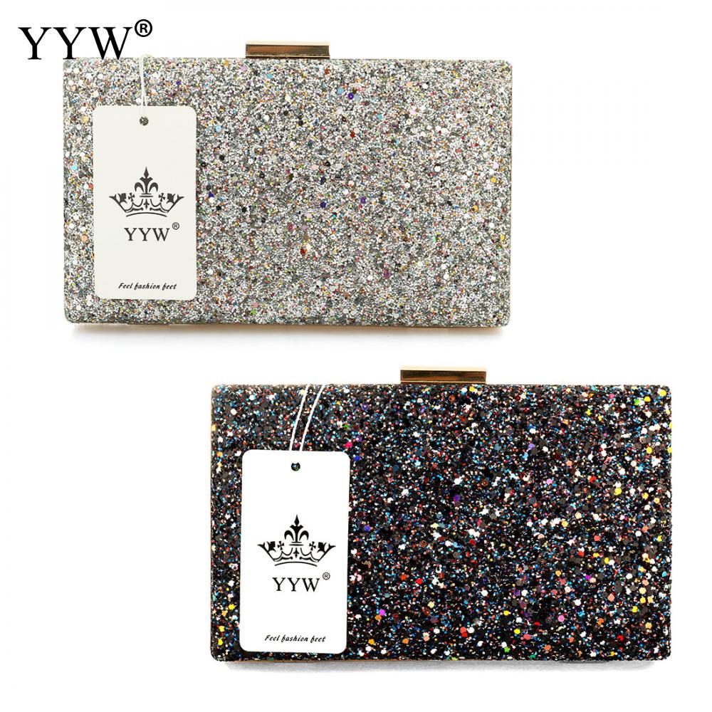 Sequined female Clutch Bag Evening Party Bag Handbag Women Shoulder messenger crossbody Bag Two Chain bolsa feminina