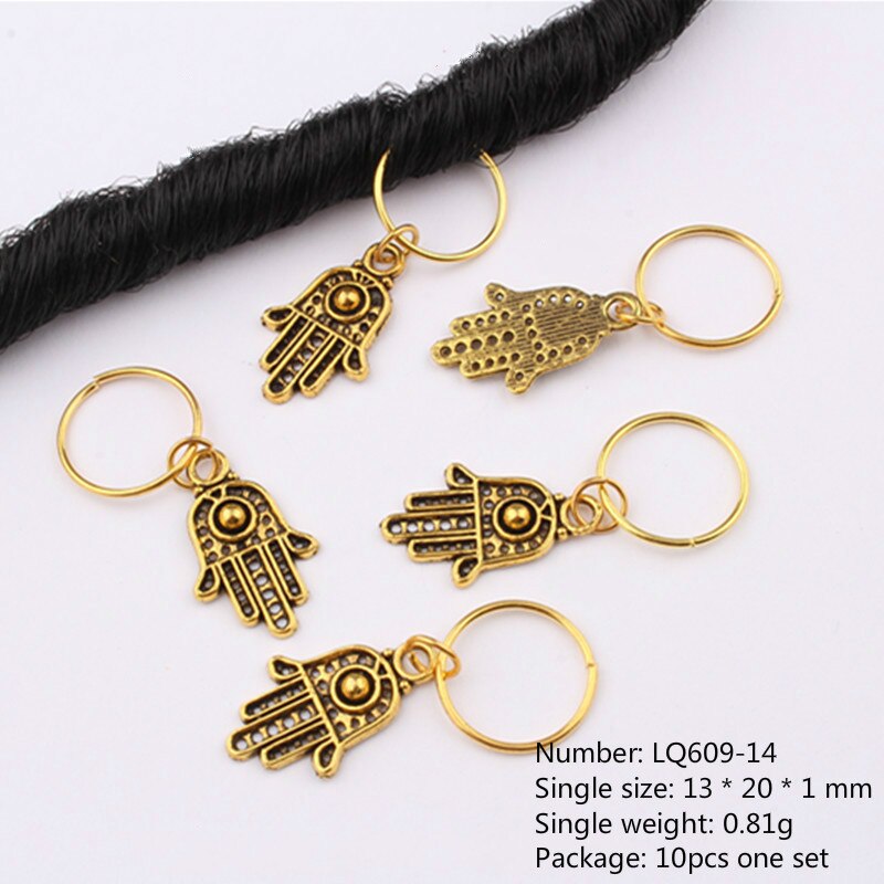 10 stk/pakke golden life tree sommerfugl charms manchetter ringe smykker dreadlock tilbehør hår fletning dread dreadlock perler clips: Nr. .14