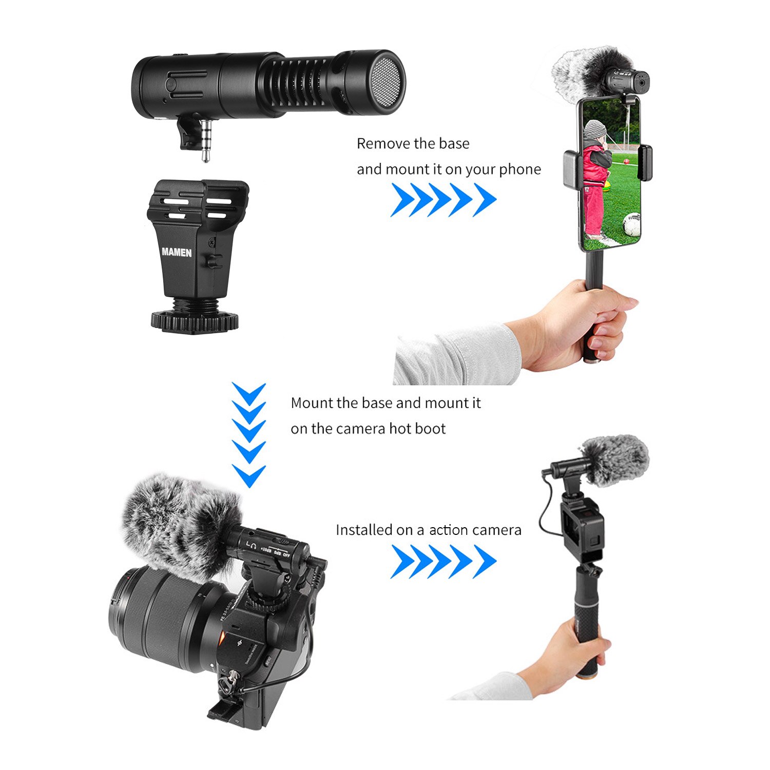 MAMEN MIC-07Pro Metall Super-nieren Directional Video Mikrofon mit echtzeit Überwachung Funktion für Smartphone SLR ILDC