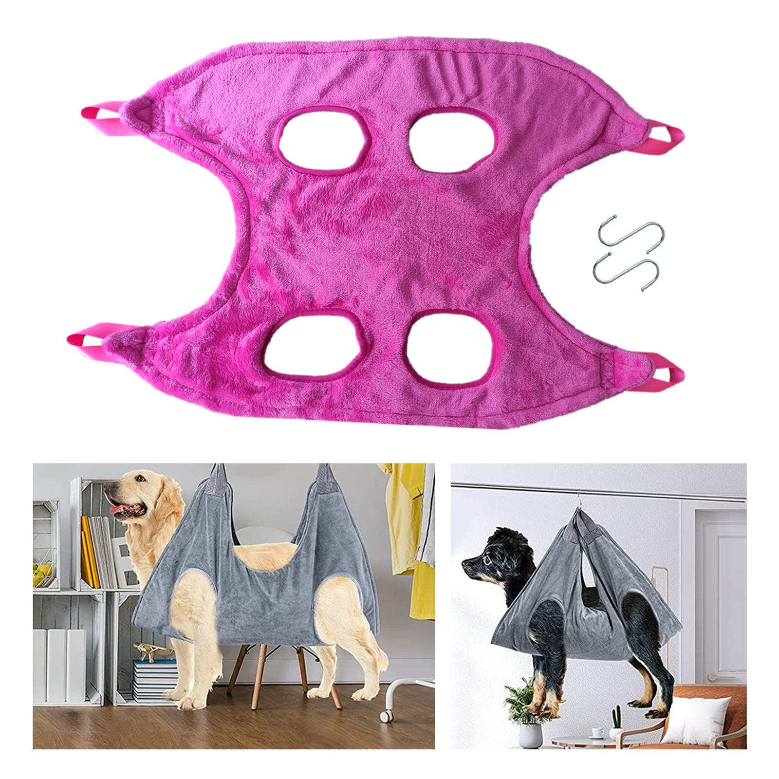 Portable Dog Grooming Hammock Restraint Bag Pet Dry Towel with 2 Hooks for Cleaning