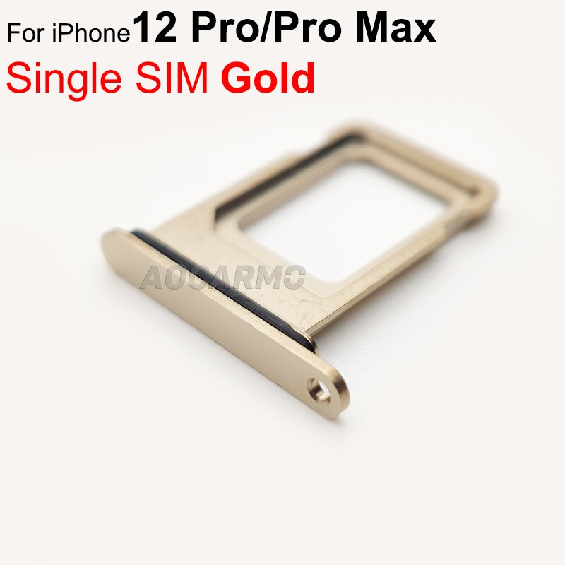 Aocarmo Sim-kaart Voor Iphone 12 Pro/Pro Max Enkele Dual Sim Metalen Plastic Nano Sim Tray Microsd Slot houder: Single------Gold