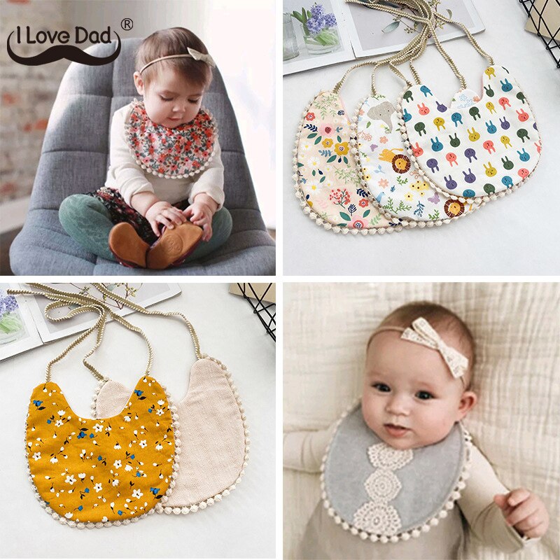 Double Side Katoen Linnen Slabbers Vintage Bloemen Tassel Pasgeboren Speeksel Handdoek Baby Peuter Diner Feeding Slabbetjes Burp Doeken