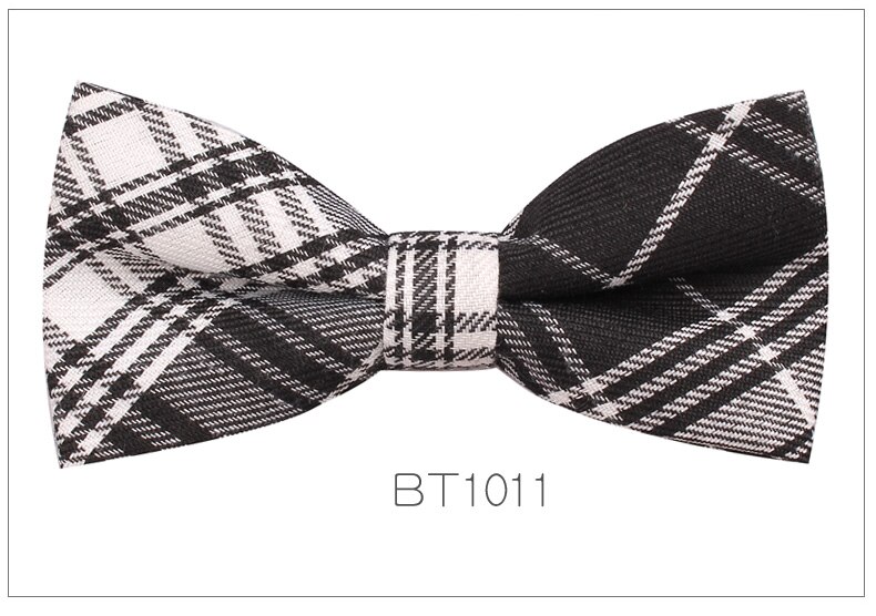 Nœud papillon à carreaux de Style anglais pour hommes et femmes, décontracté coton, ajustable, pour garçons et filles, pour mariage: BT1011
