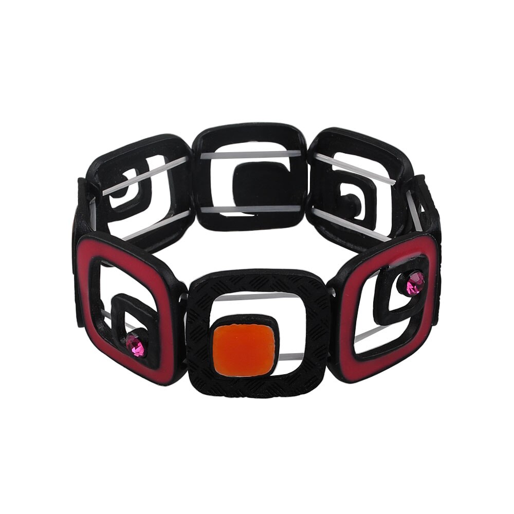 Charm Black Drip Stretch Geometrische Vormen Armband