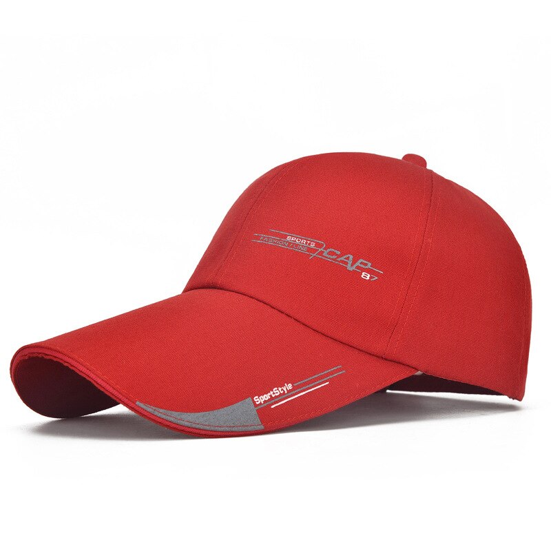 Herren-sportkappe, atmungsaktiv, bedruckt, outdoor-baseballkappe mit schirm, sonnenschutz, snapback-verschluss, angel- und laufkappe: Rot