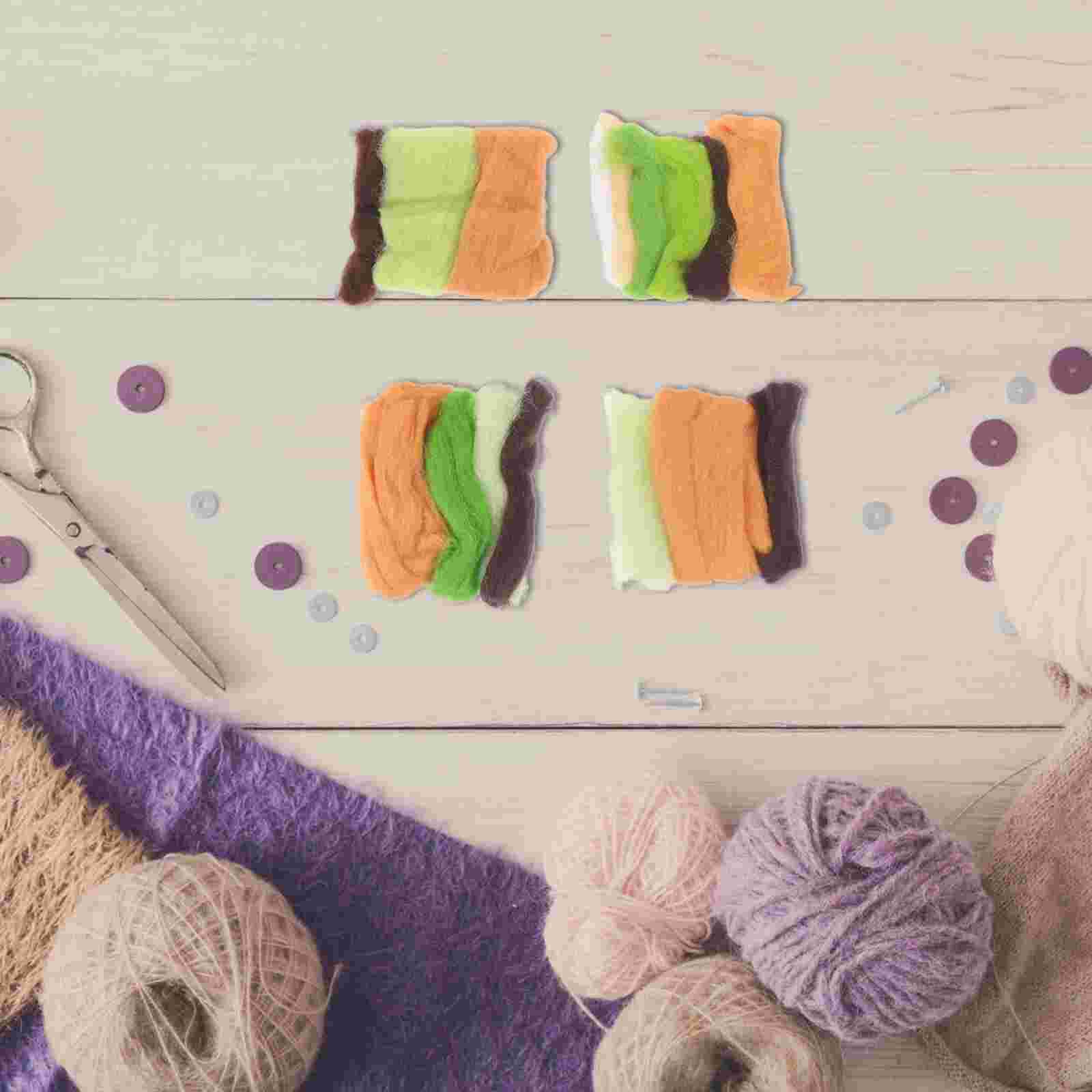 4 Sets of Needle Felting Kits DIY Wool Felting Kits Desktop Decor Needlework Accessories