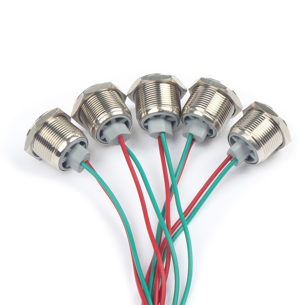 19mm Waterproof Metal Flat Round Indicat Signal lamp LIGHT with wire red yellow blue green 3-6V 12-24V 110-220V