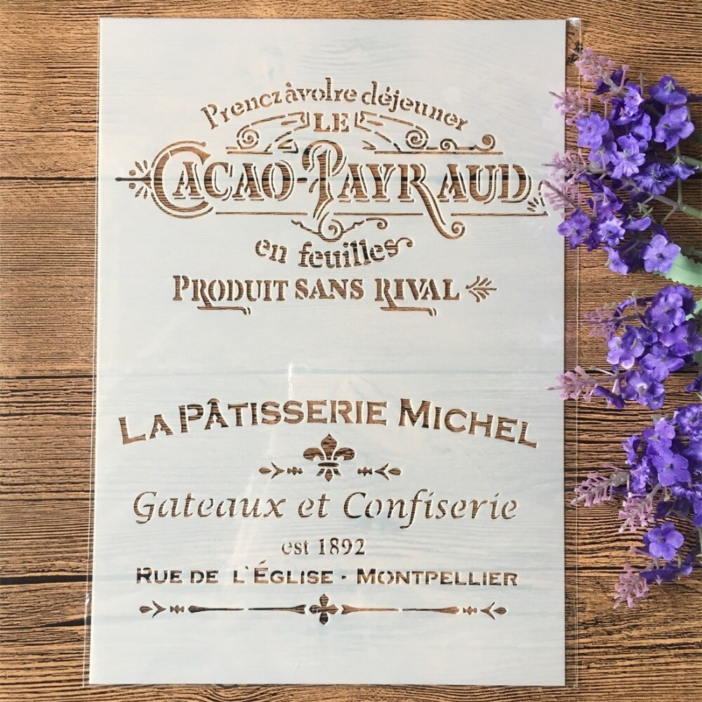 2Pcs A4 French Words DIY Craft Layering Stencils Painting Scrapbooking Stamping Embossing Album Paper Template: A