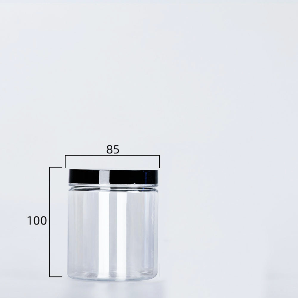 Botella de embalaje de plástico PET transparente, botellas de sellado vacías, cubo Circular, almacenamiento, tarro de galletas, contenedor de tanque de sellado de grado alimenticio, 1 unidad: Castaño