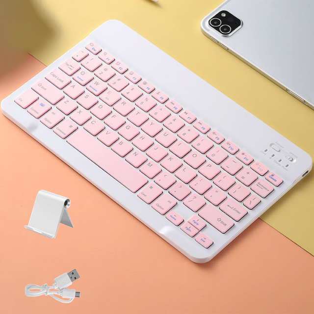 For iPad Bluetooth Keyboard Pro 11 Wireless Mini kawaii pink Keyboard and Mouse For Samsung Xiaomi blue iPad Keyboard Mouses: Pink