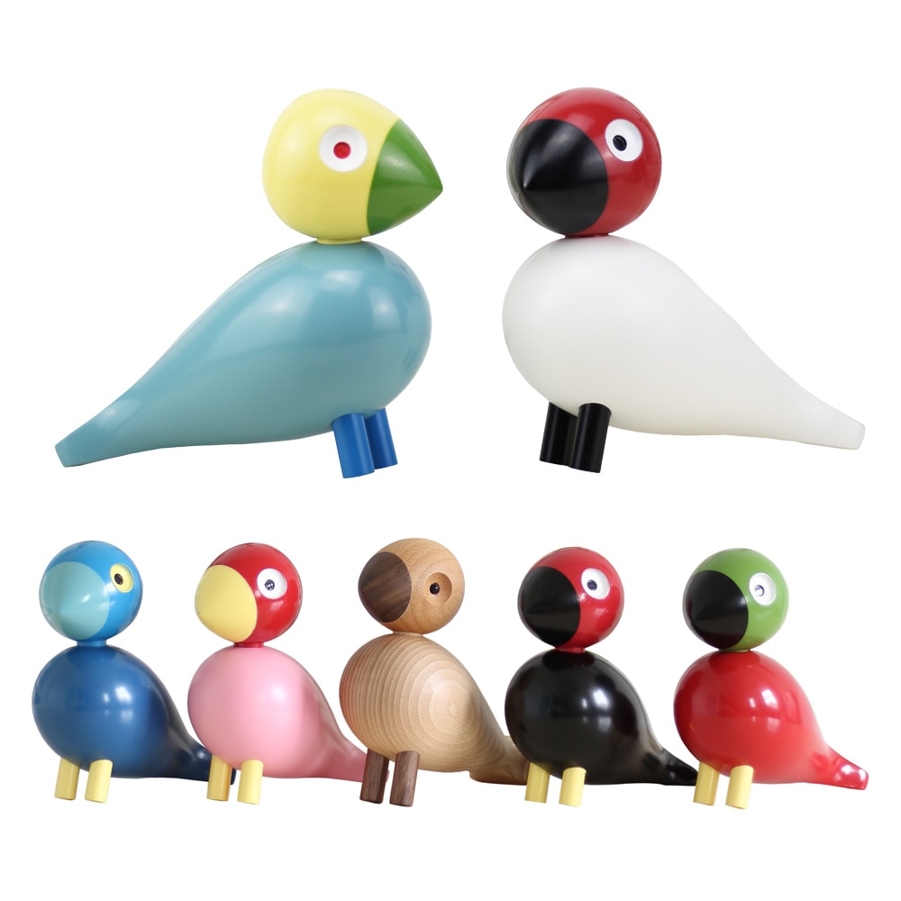 Nordique danemark Figurines d'oiseaux en bois Sculpture sur bois marionnette coloré peint Sculpture Figure animaux ornements pour la décoration de la maison