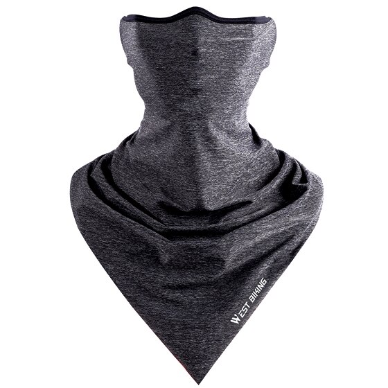 WEST BIKING Summer Breathable Cycling Face Mask Ice Fabric Bicycle Bandana Headwear Triangle Neck Scarf Fitness Sport Face Mask: Grey