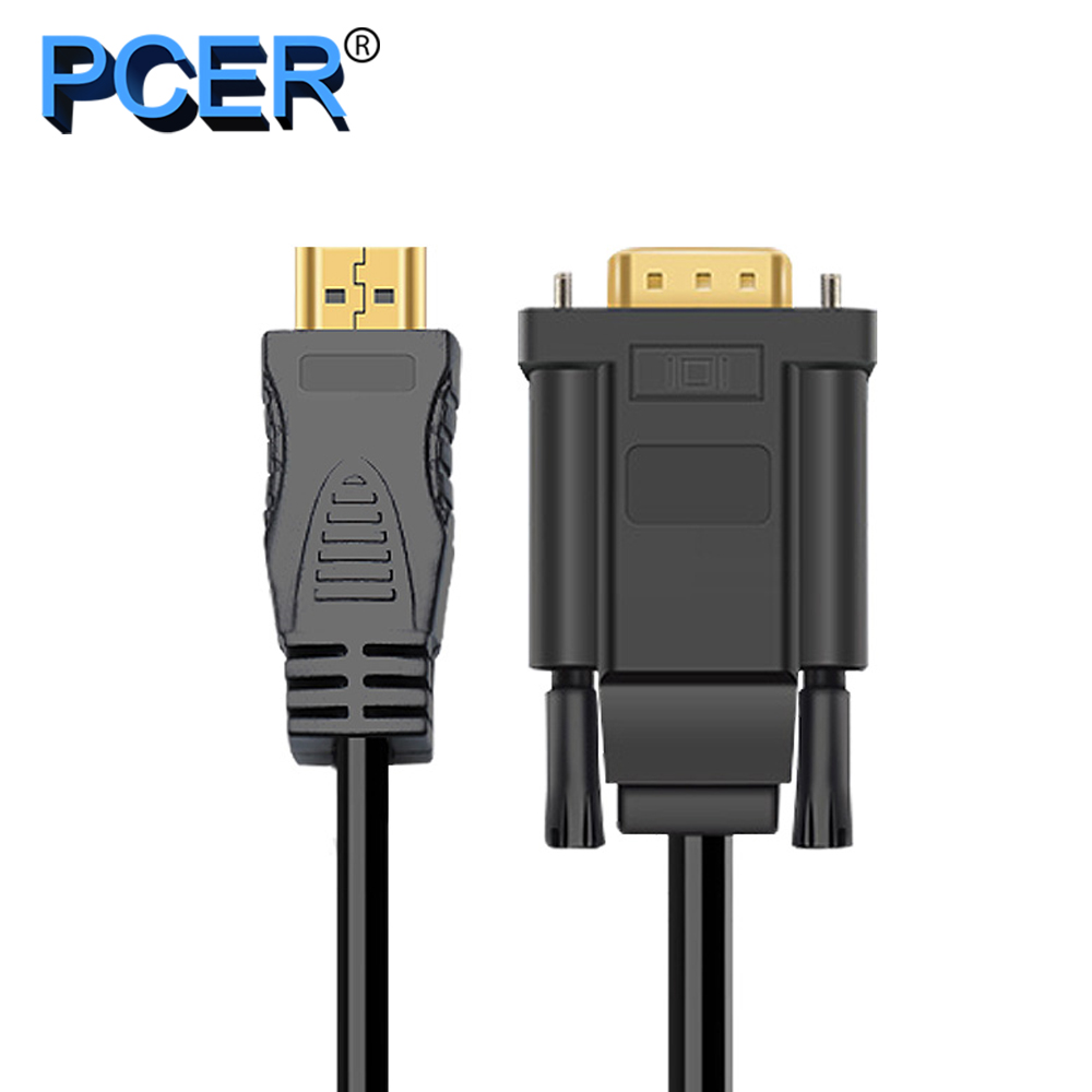 PCER HDMI VGA Cable HDMI to VGA Cable Cord Audio Video HDMI male to VGA male cable 1920*1080P For PC Monitor HDTV Projector