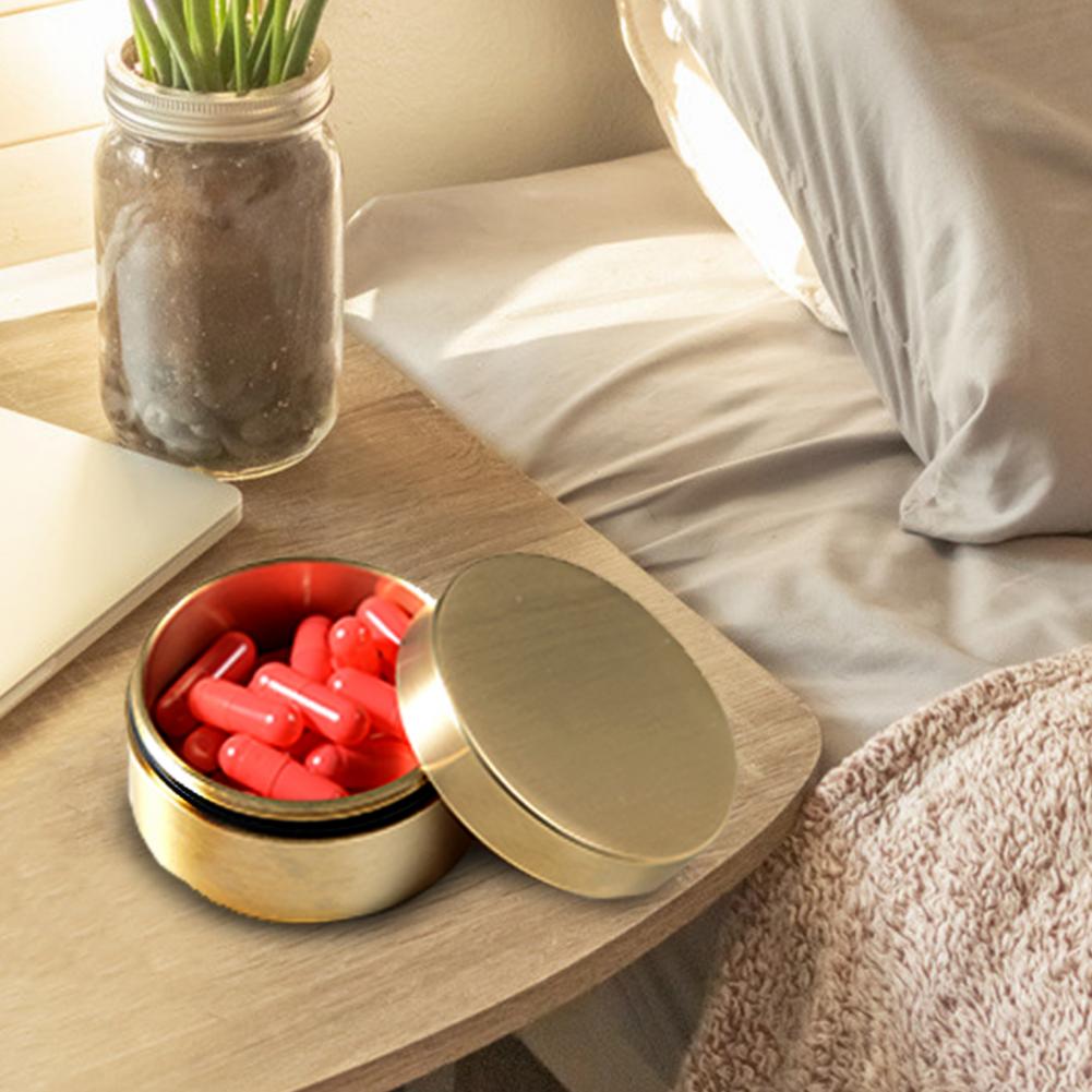 Storage Box Round Compacted Retro Style Multifunctional Brass Outdoor Waterproof Organizer for Jewelry