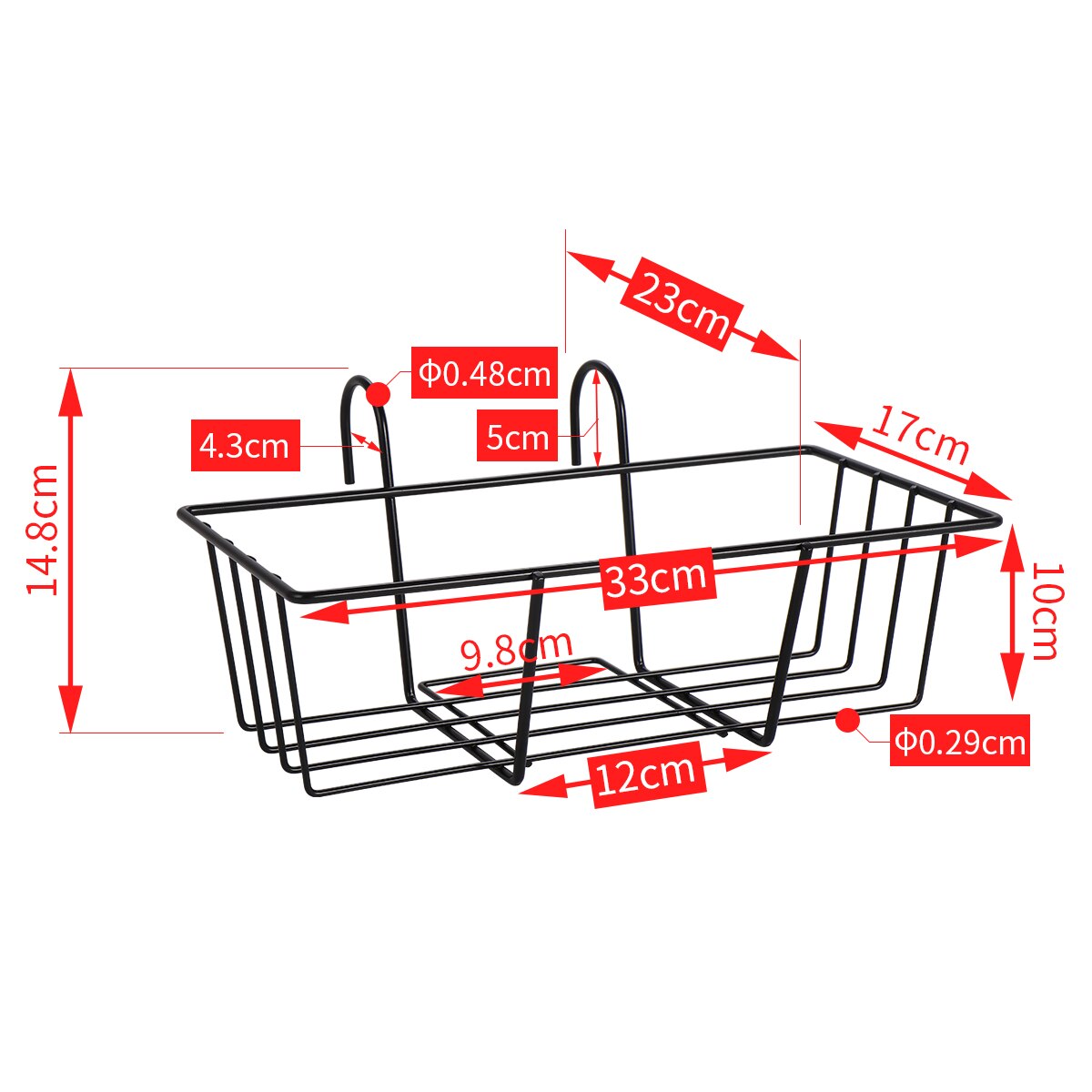 Balcony Flower Box Holder Hanging Railing Planter Brackets Patio Deck Plant Pot Container Garden Home Decoration: Medium