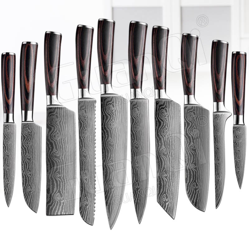 Kitchen Knives Sets Sharpest Damascus Kitchen Chef Knives Santoku Cleaver Paring Steak Slicing Utility Boning Knife