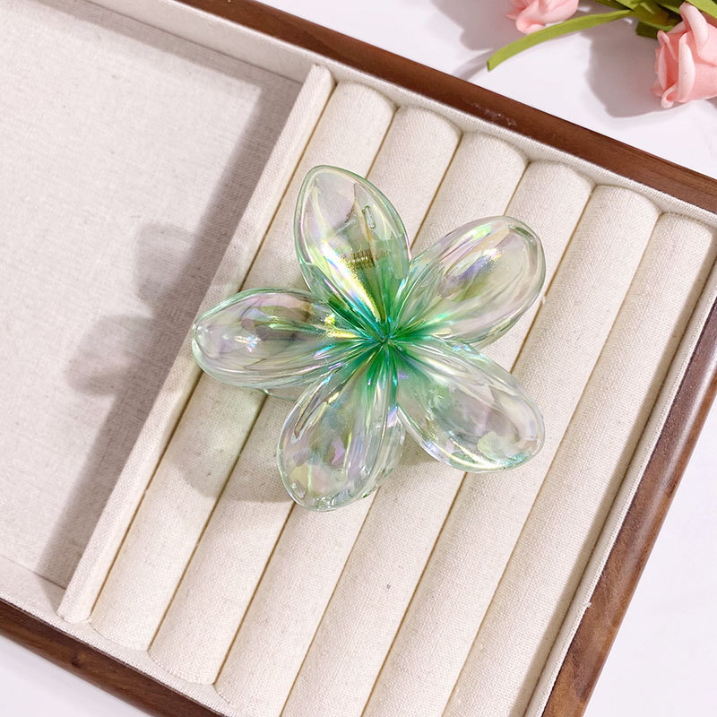1/6 pièces coloré Transparent fleur 8CM pinces à cheveux pince épingle à cheveux Barrette épais mince cheveux accessoires pour les femmes: Bleu