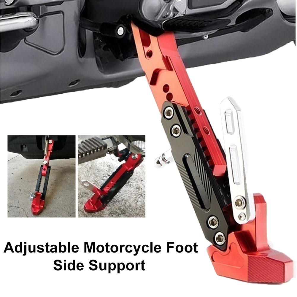 50%   salg! universal justerbar aluminiumslegering motorcykel fodsiden støtte stativ kickstand