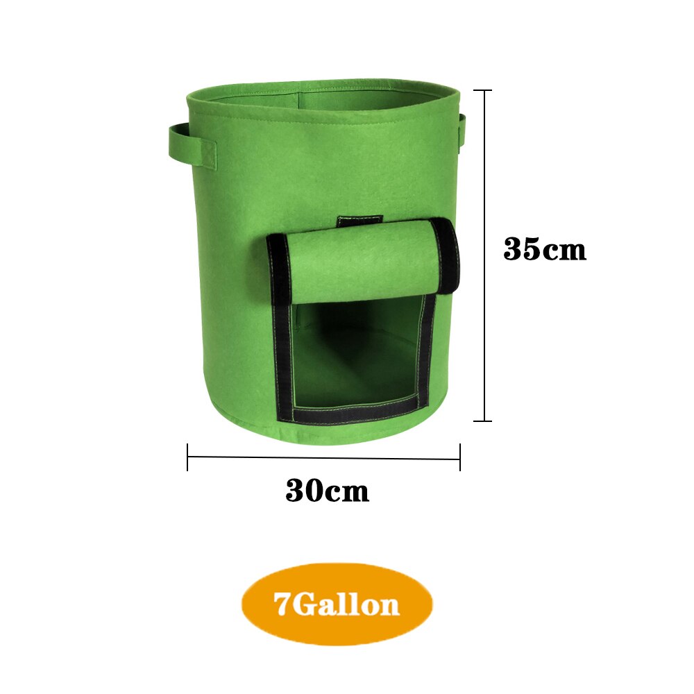 4 7 10 Gallon Garden Plant Grow Bags gardening biodegradable Nonwoven Cloth Pot Gardening Bag Vegetable,Potato Planting Grow Bag: 7 Gallon Green