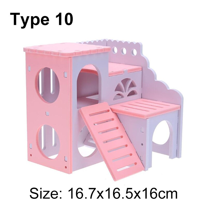 Mini cama de madera para casa de hámster, escalera de Chinchillas, nido de conejillo de indias para mascotas pequeñas, juguetes de jaula para mascotas pequeñas: 10