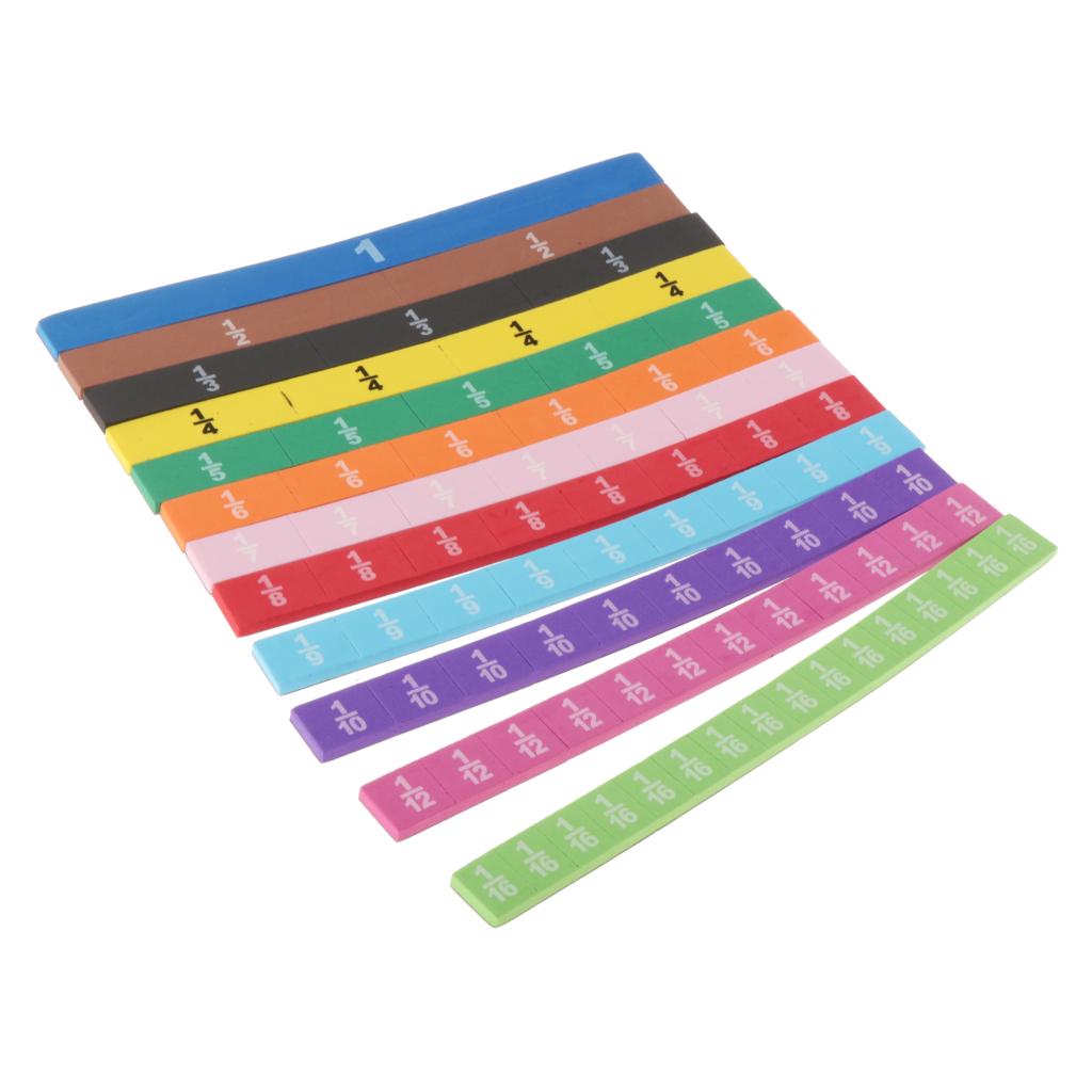 83x Foam Magnetic Fraction Strips Tiles - Equivalency Fraction Wall Math Skills