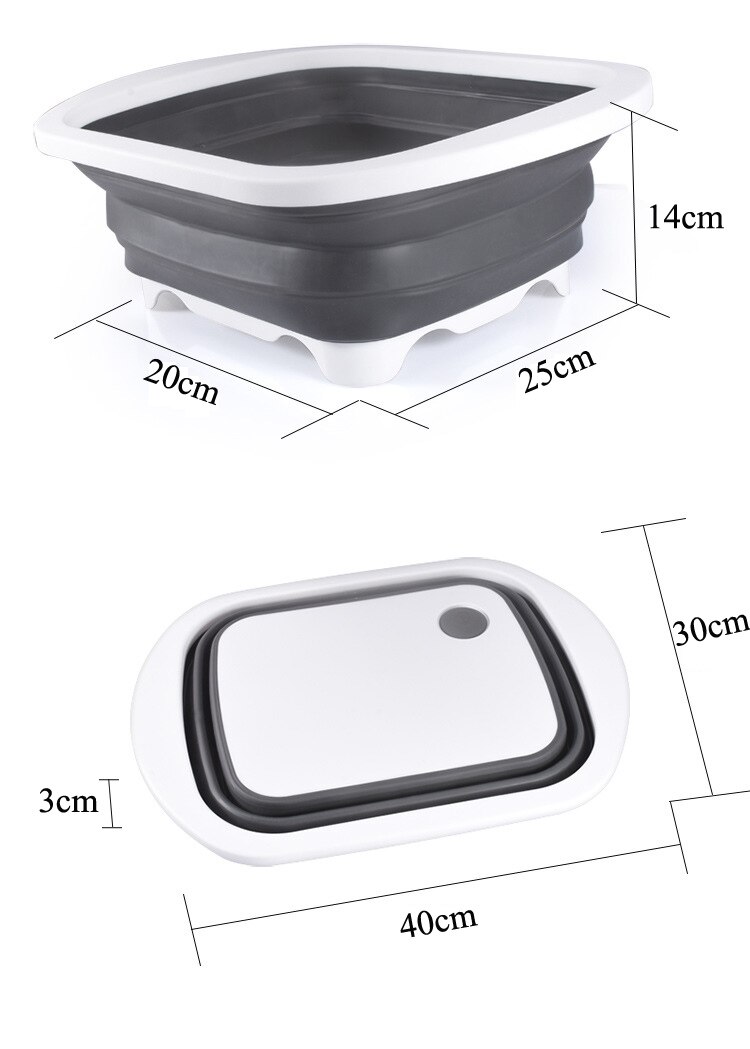 Multifunction Cutting Board Foldable Drain Basket Collapsible Vegetable Basin Washing Colander Portable Kitchen Organizer IU005