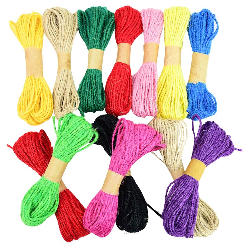 Corde en Jute naturelle de 10M, 12 pièces, ficelle en chanvre, pour emballage de de mariage, artisanat de bricolage pour fleuristes de scrapbooking