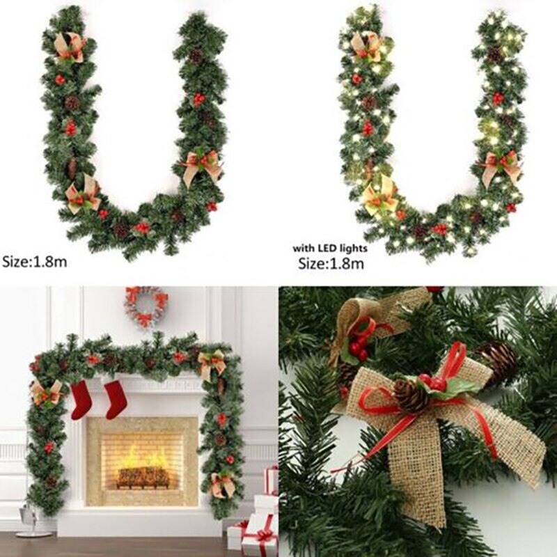 2.7m kunstig julepeis krans furutre ornamenter år peis navidadled lysår jul