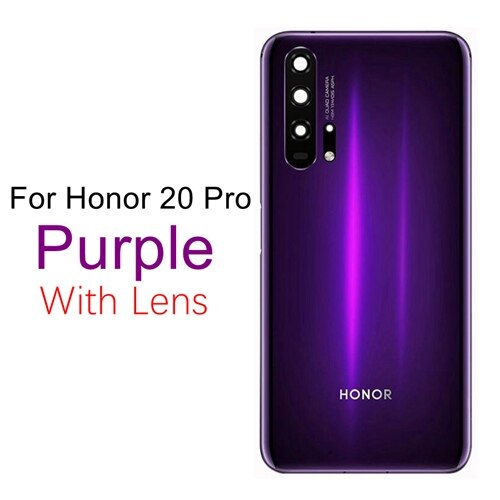 Per Huawei Honor 20 Della Copertura Posteriore Della Batteria Honor 20S 10i 20i del Pannello Di Vetro Posteriore del Portello Custodia Honor 20 pro Della Copertura Posteriore + Obiettivo Della Fotocamera: Honor 20Pro Purple