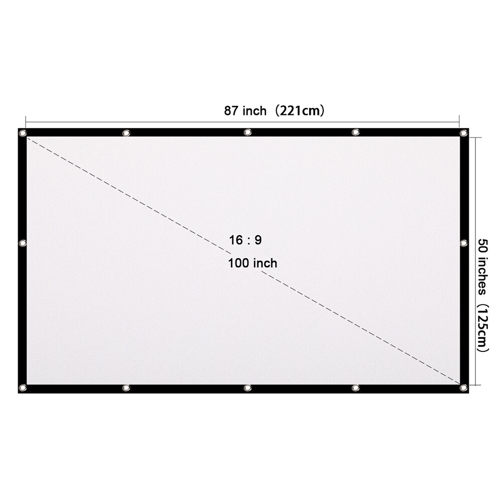 Portable HD Projector Screen 16:9 Projection Screen Foldable Environmental Protection Thick Durable for Outdoor Home Theater
