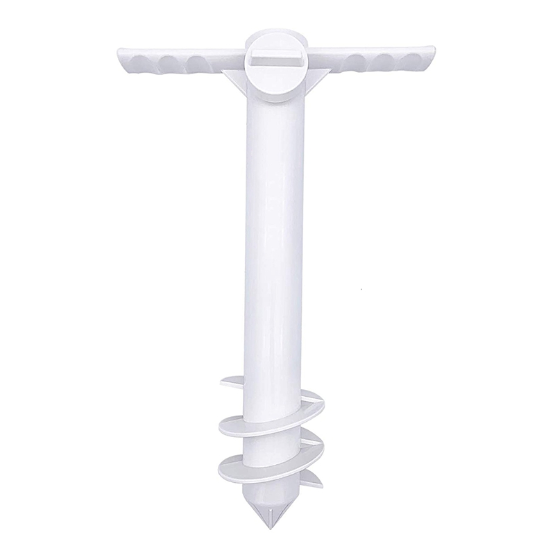 Utendørs strand paraply plast skrue paraply base sette inn paraply sete strand parasoll sand anker: Hvit