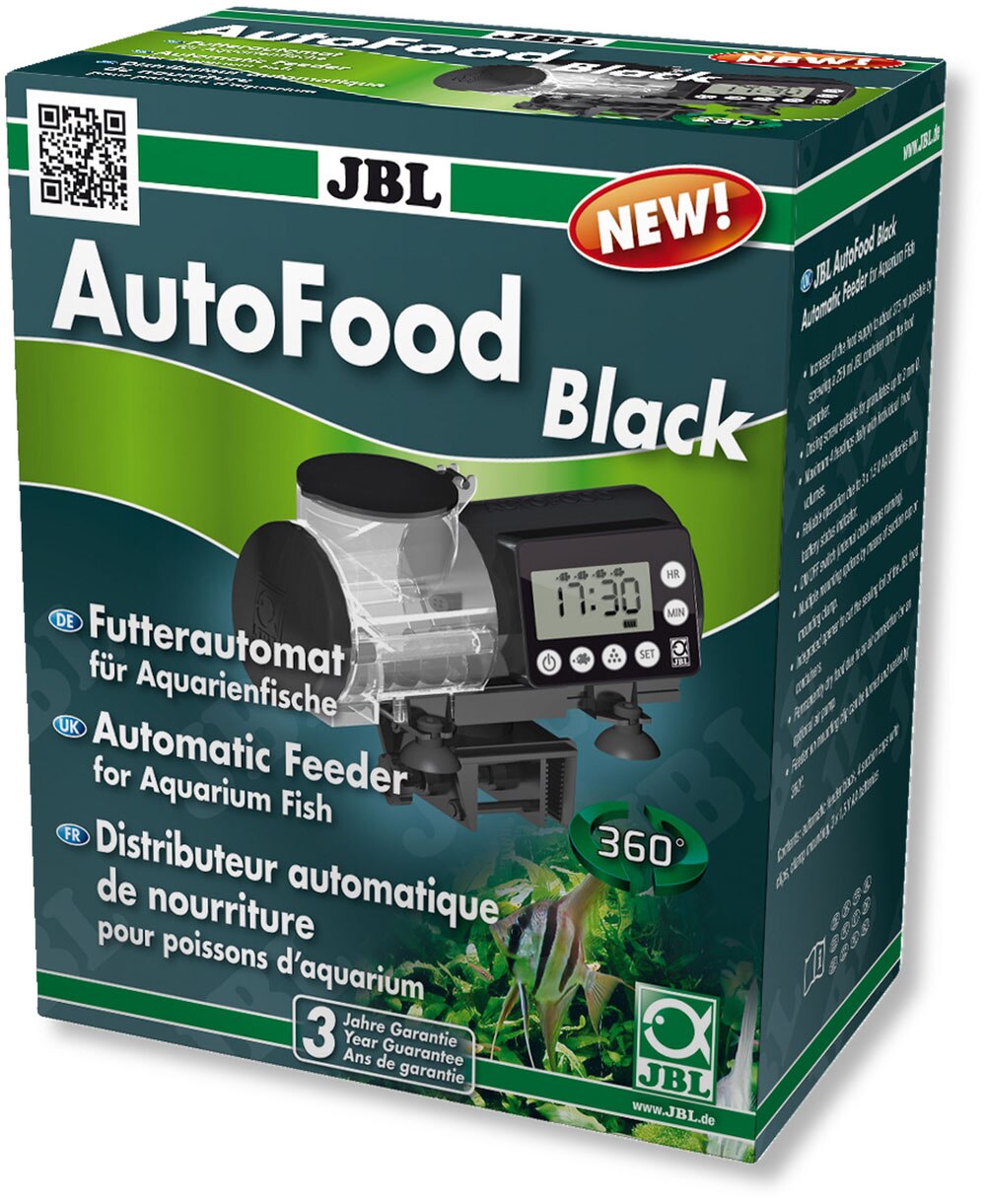 Jbl automatare elektronisk lcd display digitalt program fiskfoder foder granulat pellets akvarium vit svart