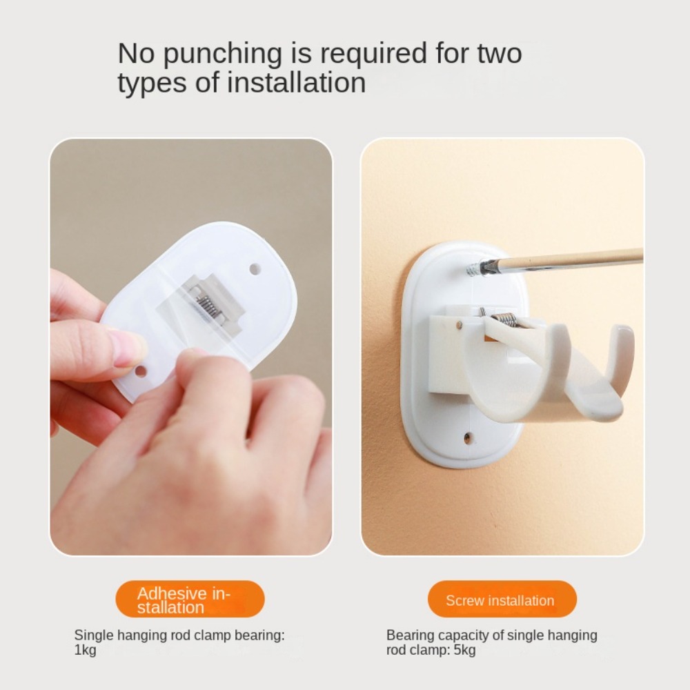 Auto-adesivo ajustável Cortina Rod titulares, novos suportes, sem perfuração