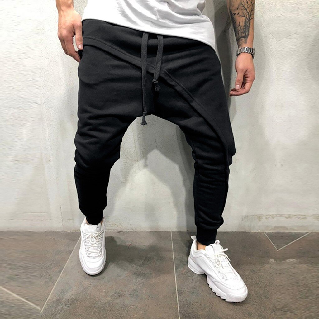 Men Joggers Sports Trousers Stitching sweaterpants Pants Simple Plus Size Fitness Tracksuit Male workout Training sportswear