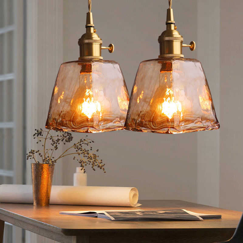 Brass glass Chandelier for the kitchen Nordic retro lighting for living room wrought iron Dining table light