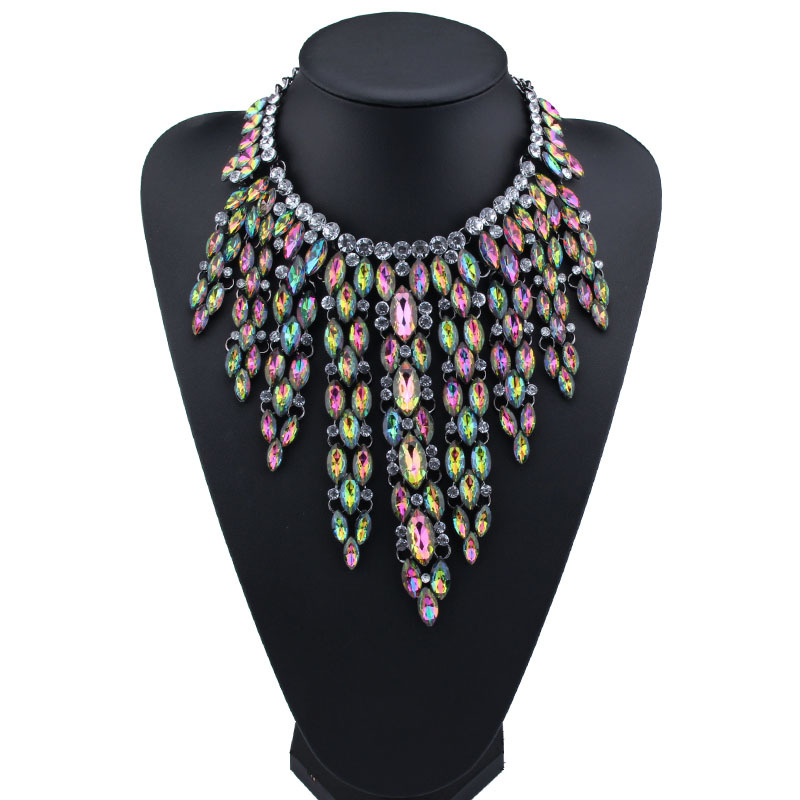 MYDANER-Collar grueso multicolor con diamantes de imitación para mujer, Gargantilla, joyería