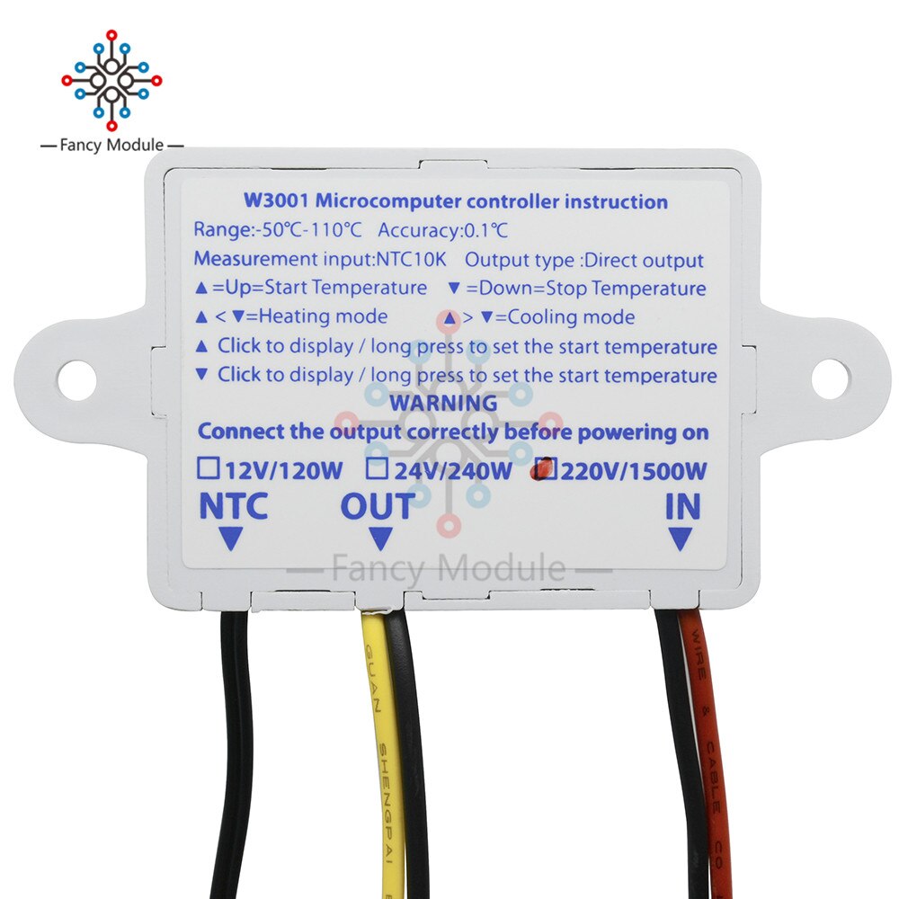 diymore DM-W3001 12V 24V 220V 10A Digital LED Temperature Controller Cool/Heat Switch /w NTC Thermostat Sensor Probe for Arduino