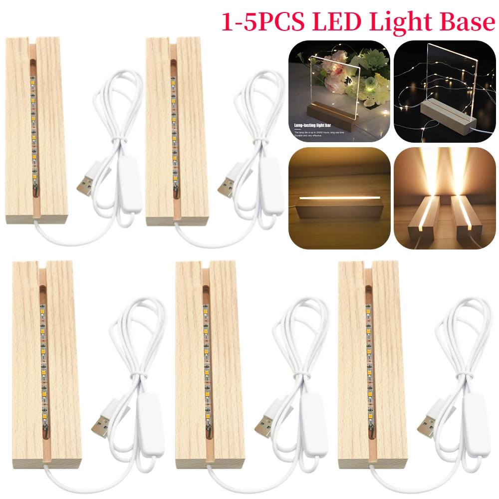 Rechthoek massief beukenhouten LED-basis voor harslamp Acrylglasplaatstandaard Houten lichtdisplaybasis DIY USB-nachtlampjebasis