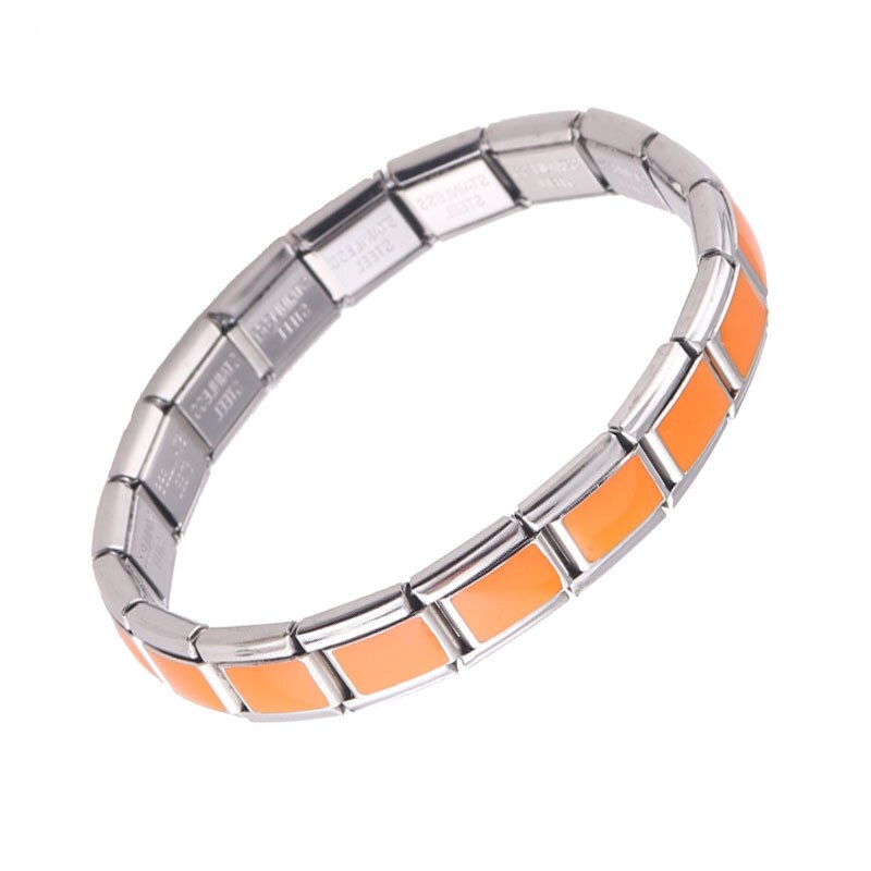 Kvinder smykker orange elastisk stræk energi bevægelse magnetisk germanium italiensk charme armbånd rustfrit stål  st6