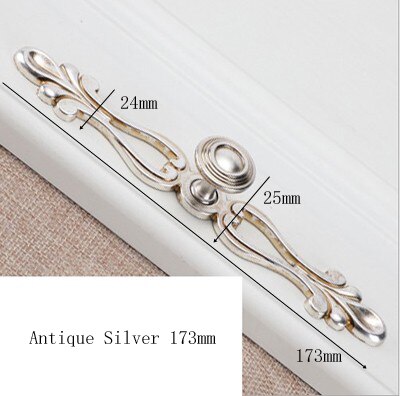 Antique Silver Black Bronze Furniture Handle Kitchen Cabinets Small Door Drawer Handle Wardrobe Cupboard Dresser Pull Door Knobs: Antique Silver 173mm