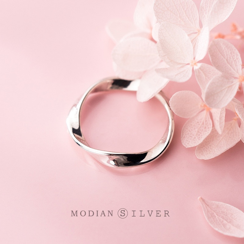 Modian Minimalist Spin Wave Rings for Women 925 Sterling Silver Simple Geometric Ring Fine Jewelry