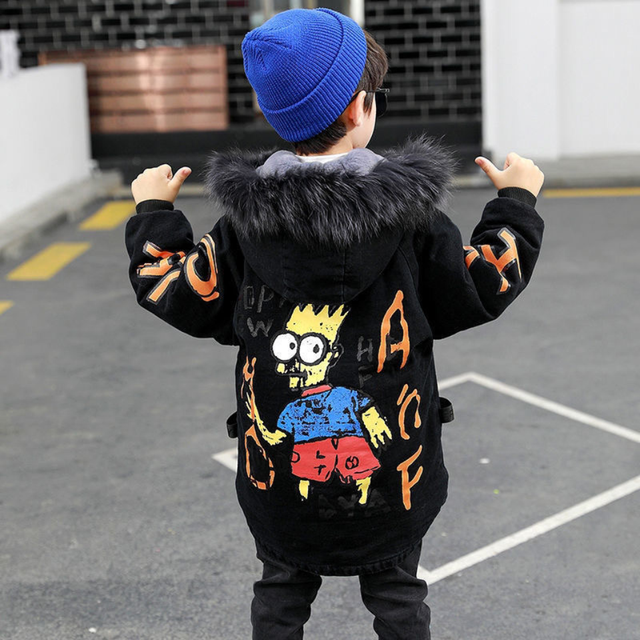 Jongens Winter Jas Kinderen Tiener Jongen Dikke Jas Kinderen Kleding Bont Parka Gewatteerde Parka 3 4 5 6 7 8 9 10 12 Years1: 001 / 4