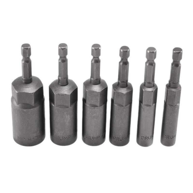 6 pièces 6mm-17mm 80mm longueur Extra profonde boulon écrou jeu de bits métrique 1/4 6.35mm hexagonale tige Impact douille adaptateur pour outils électriques