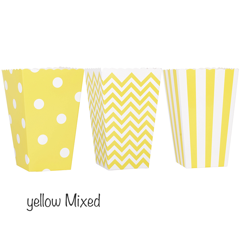 6 stks Rose Goud Roze Stijf Papier Mini Party Popcorn Dozen Pop Corn Snoep/Schil Gunst Zakken Bruiloft Verjaardag Film Party Servies: Lemon yellow