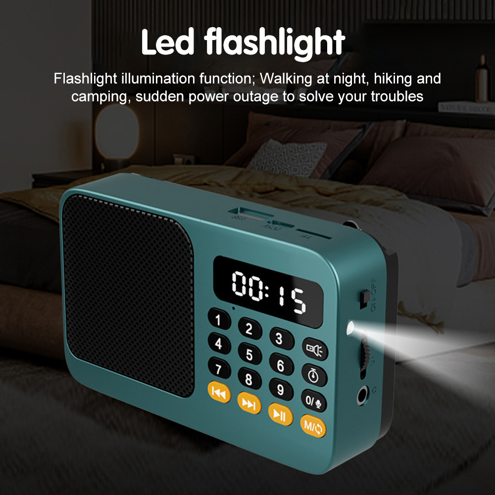 Radio FM portatile con torcia portatile MP3 radio a banda intera altoparlante display digitale a LED radio di emergenza cassa audio Bluetooth